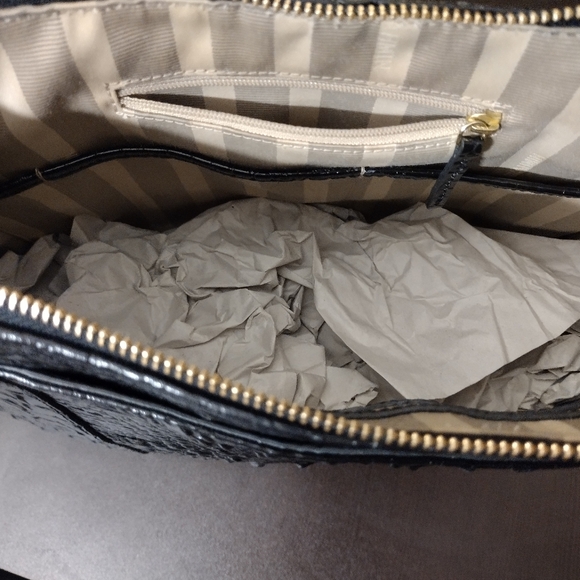 Brahmin Weslynn Black Crocodile-Embossed Shoulder Bag - Picture 11 of 16